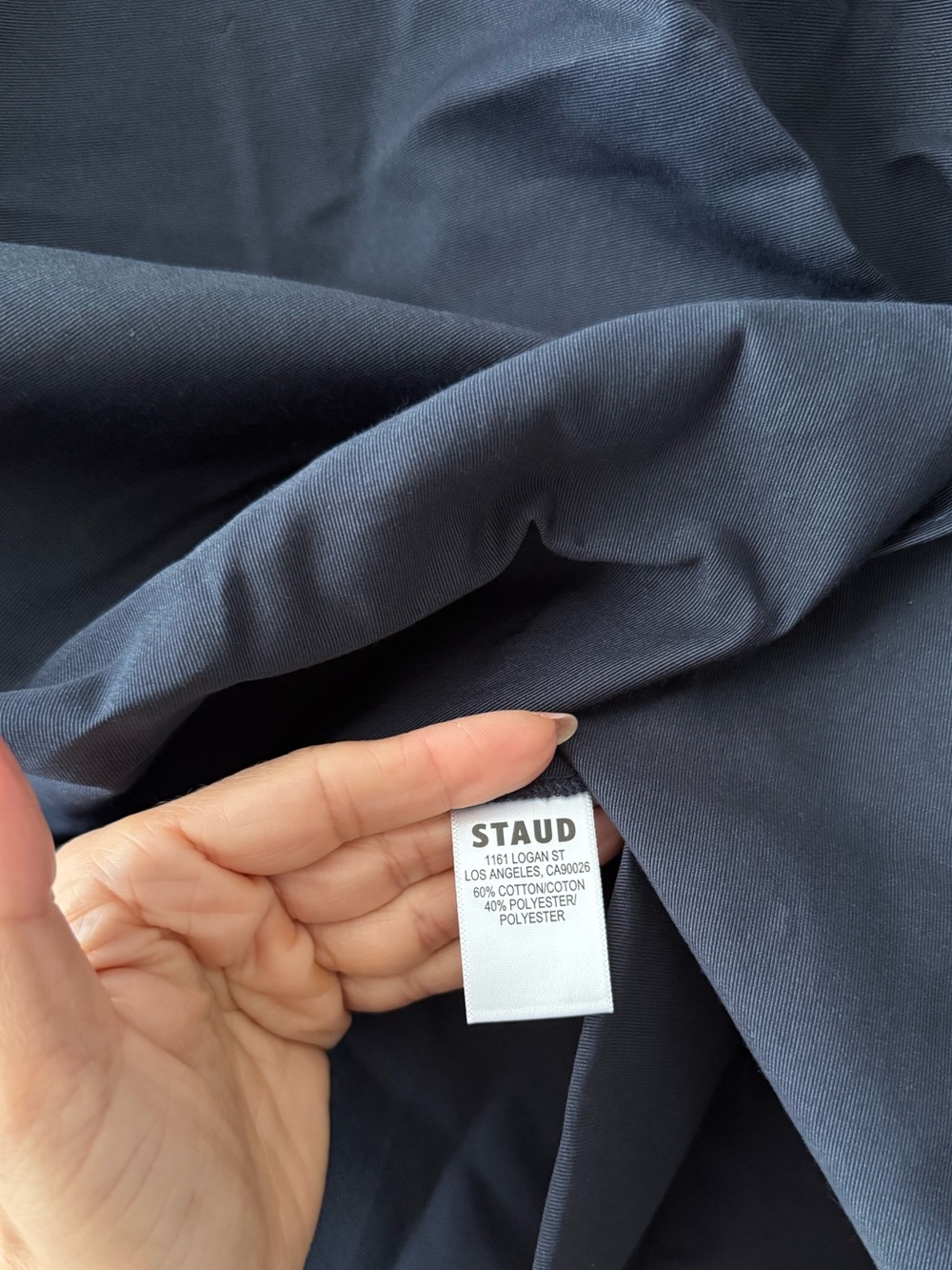 STAUD Joy Cotton Blend Gown Maxi Dress Navy Blue Side Pockets NEW with tags - Picture 7 of 7